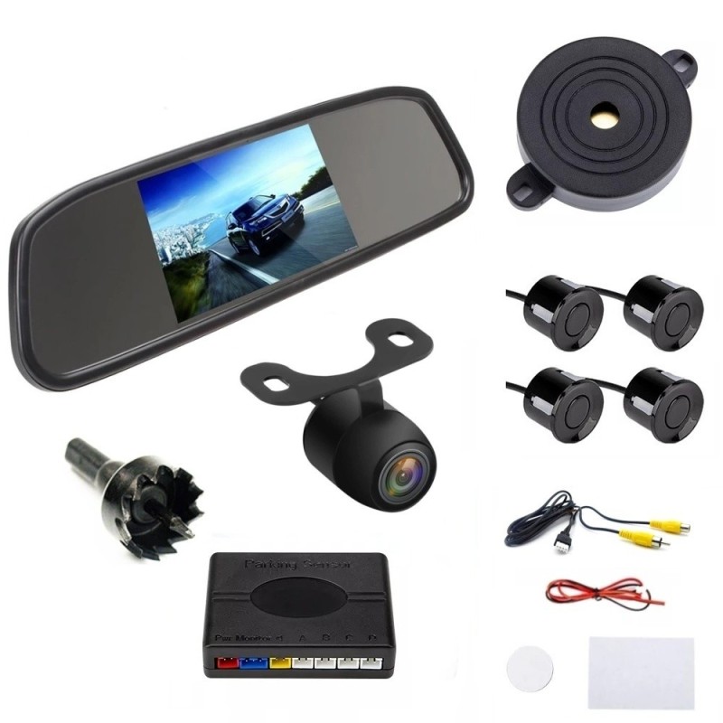 Камера за заден ход, сензори за паркиране, екран в огледалото - комплект