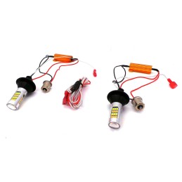 2x LED-pirnid PY21W, BAU15S 12-18V CANBUS suunas + päevane DRL