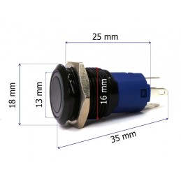 Vypínač, tlačítko LED 18 mm černá