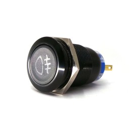 LED udutulede lüliti 18mm must momentaarne