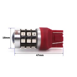 lED spuldze 7443 12-24V 1100lm CANBUS sarkana