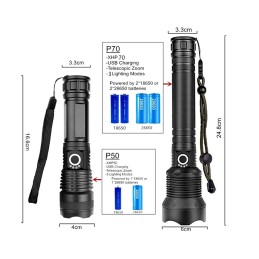 Võimas vastupidav LED taskulamp 15000lm 1000m USB Zoom