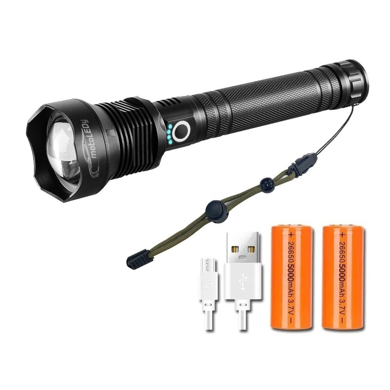 Kraftfull och robust LED-ficklampa 15000lm 1000m USB Zoom