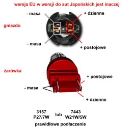 lED spuldze 7443 12-24V CANBUS 2000lm sarkana