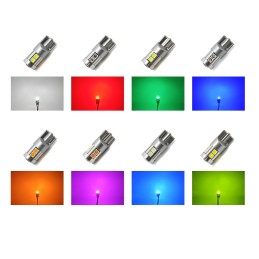 W5W LED T10 12-24V CANBUS spuldze 500lm 8 krāsas