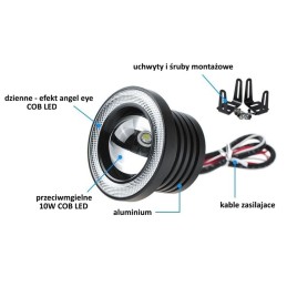 LED DRL LIGHTS COB LED Angel Eye Tageslicht, 7,6cm Durchmesser