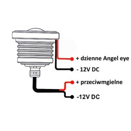 DRL žibintai COB LED angelų akių dienos šviesos, 7,6 cm skersmens