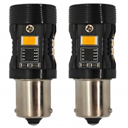 ampoule led PY21W, BAU15S 12V sans défaut Orange Nouveau