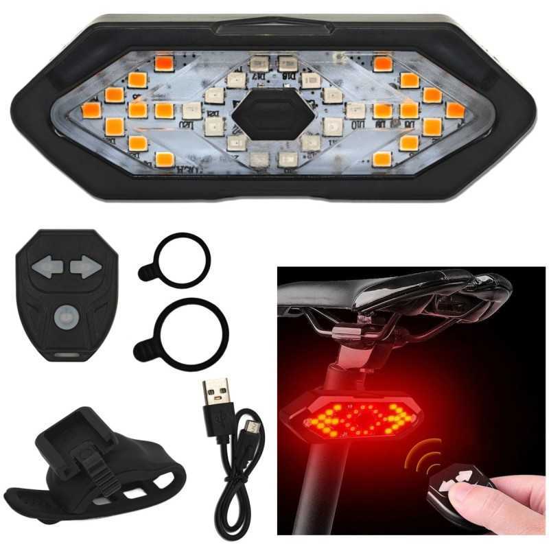 Велосипедна лампа с червена светлина, USB с дистанционно управление