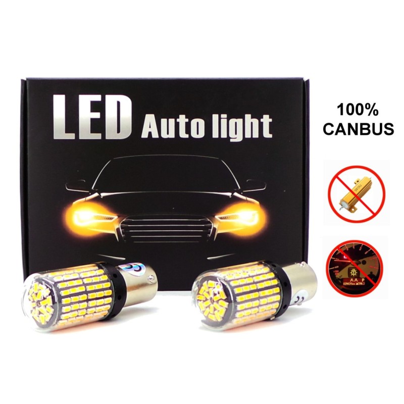 LED крушки 2x P21W, BA15S 12-24V CANBUS orange PREMIUM