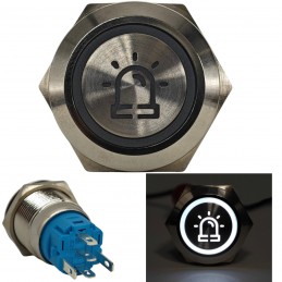 Výstražný spínač LED 18 mm chrómový klip