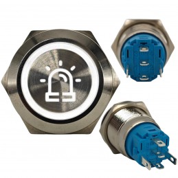 Výstražný spínač LED 18 mm chrómový klip