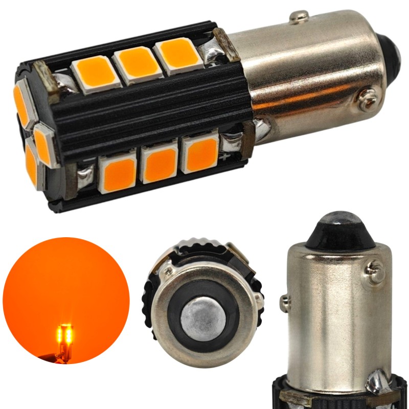 LED крушка BAW9S, HY21W 12V CANBUS оранжева