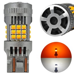 лампа W21/5W LED 7443 12-24V бело-оранжевая без дефектов