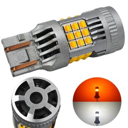 лампа W21/5W LED 7443 12-24V бело-оранжевая без дефектов