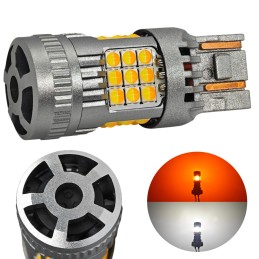 лампа W21/5W LED 7443 12-24V бело-оранжевая без дефектов