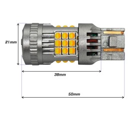 лампа W21/5W LED 7443 12-24V бело-оранжевая без дефектов