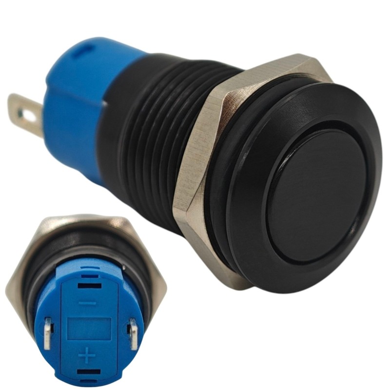 Interrupteur marche/arrêt, bouton pression 12 mm noir