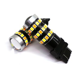 LED izzó 3157 12V CANBUS fehér és narancs, kétszínű