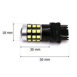 LED spuldze 3157 12-24V CANBUS 1400lm balta ar lēcu