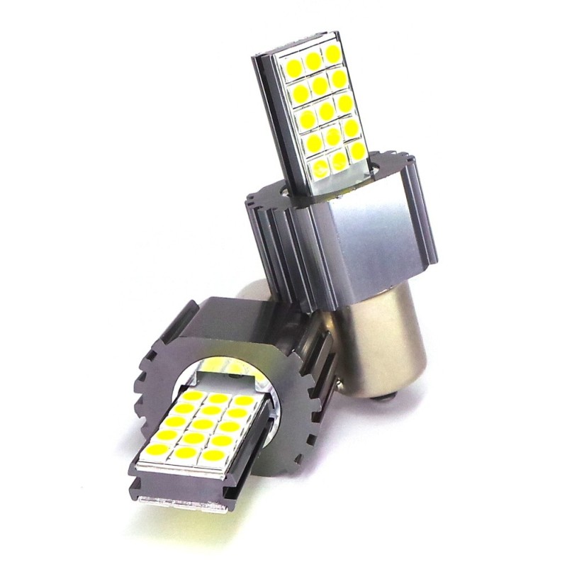 LED spuldze PY21W, BAU15S 12-24V CANBUS balta Jaunums